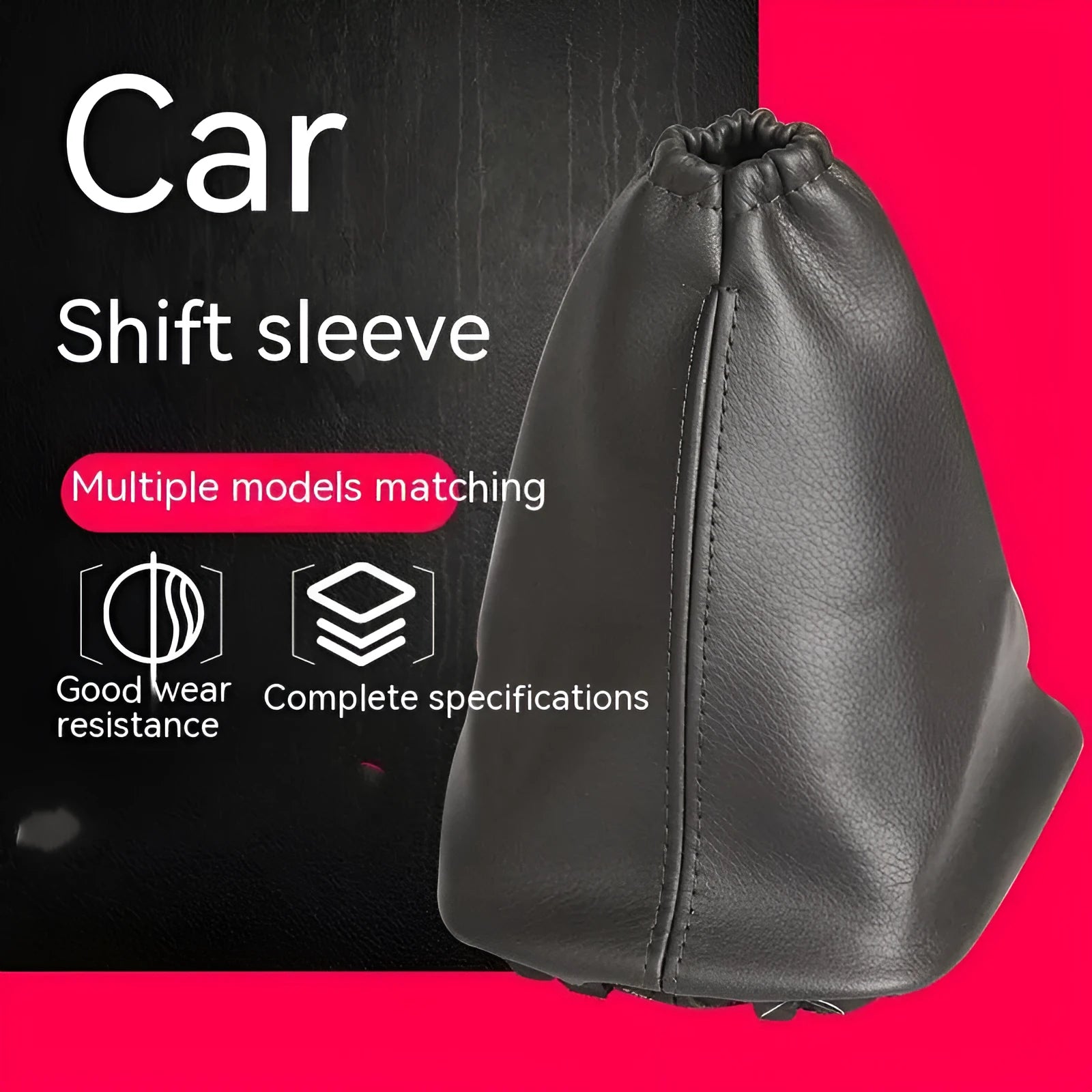Black genuine leather shift lever dust cover for Toyota Corolla, 15.2 cm long