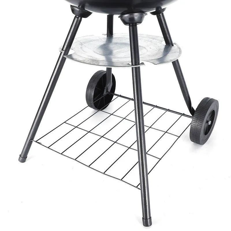 Portable 14-inch iron barbecue grill with an apple stove design for 3-5 people.