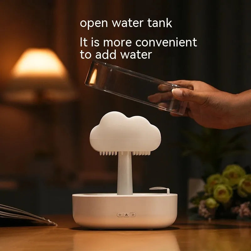 Rain cloud night light humidifier with 7 colour LED and water drop sound
