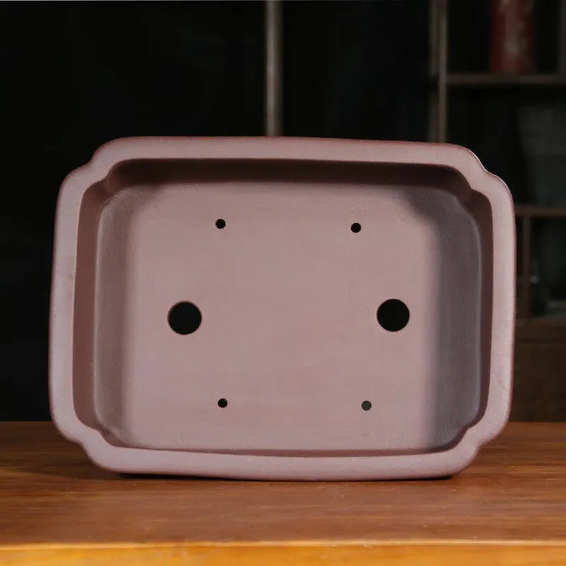 Purple sand rectangular manger planter with corner-cutting design for bonsai display