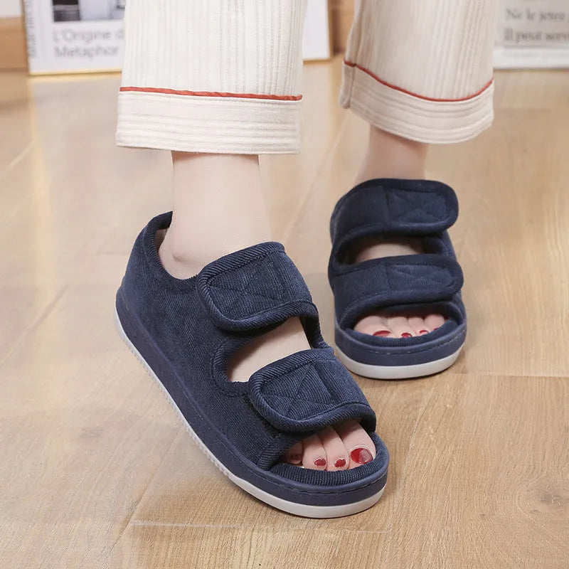 Breathable cloth sandals for elderly, open toe, rubber sole, solid colour, large size 48-49 yards