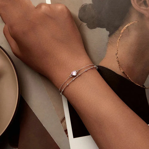 925 sterling silver bracelet with small heart pendant on an adjustable chain, style BSB152.