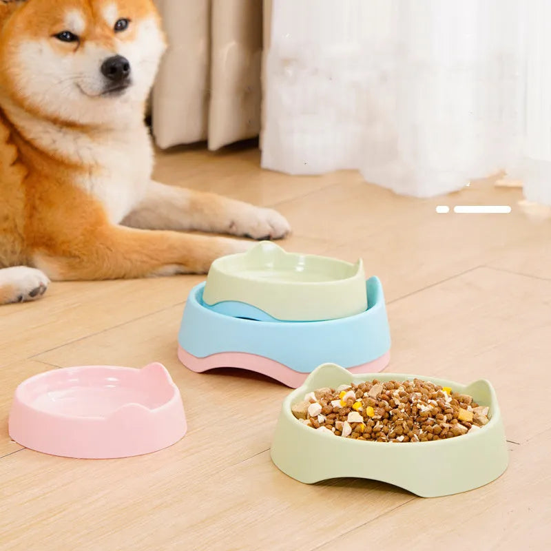 Blue ceramic dog slow feeder bowl with raised maze pattern inside for slowing down fast eaters.