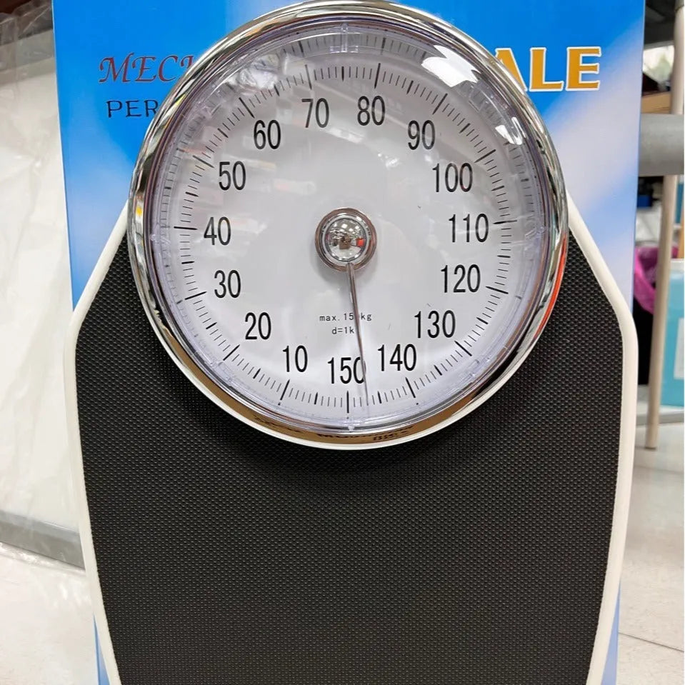 Black mechanical pointer body weight scale with large dial display