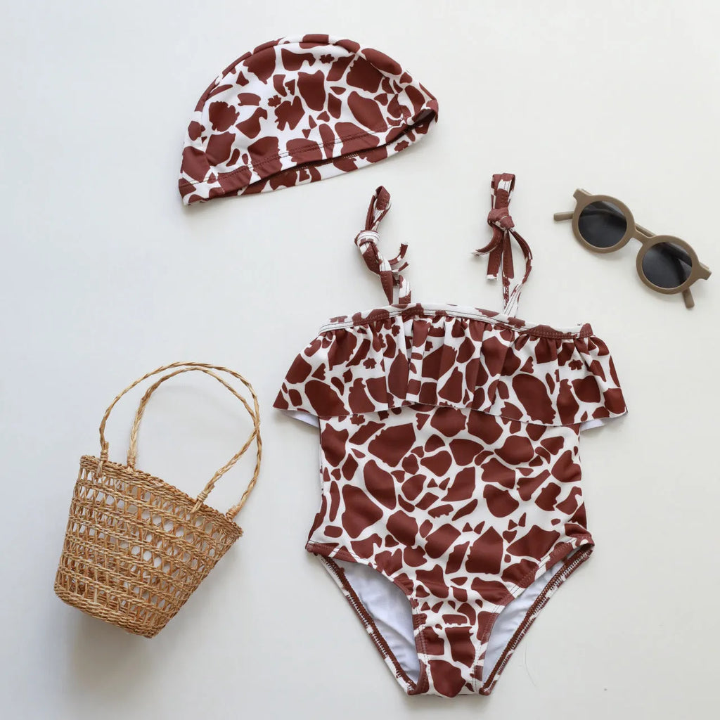 Childrens high elastic sun protection quick-drying one piece swimsuit for girls size 80-130 polyester brief style