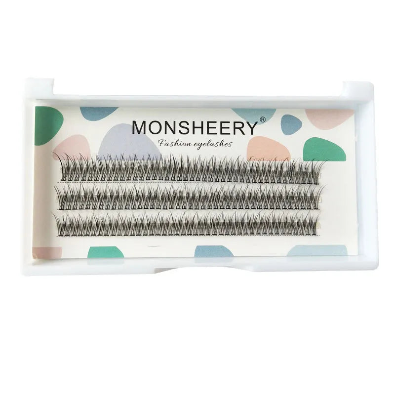 V-shaped fairy fishtail false eyelashes showing thick segment design with five size options