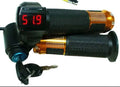 Electric vehicle handlebar control switch section with 5-core wires, shown in blue, red, silver, and yellow colour options.