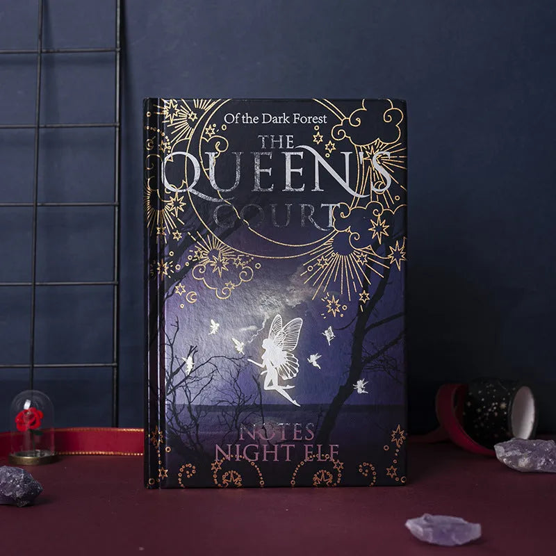 Blue A5 hardcover luminous notebook with night elf artwork on illustrated pages