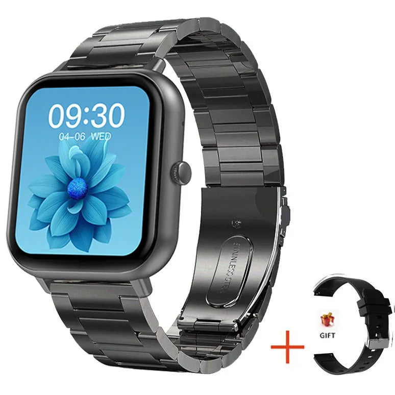ZL54C smart watch on wrist showing AMOLED screen, available in black, pink, or silver colours.