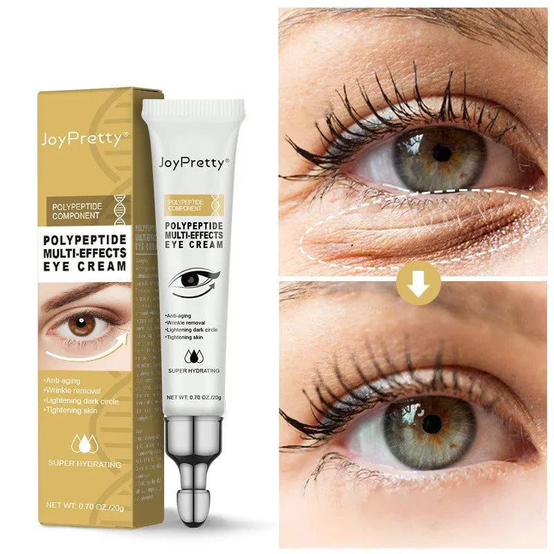 Jar of 20g anti-dark circle eye cream with peptides for reducing puffiness.