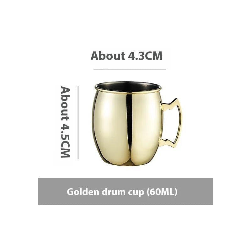 Stainless steel Moscow Mule cup with copper plating in a choice of colours and hammered or smooth finish.