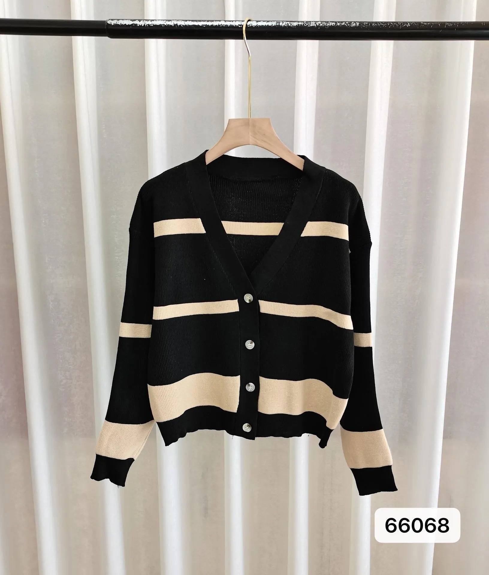 Women's slim fit V-neck cardigan with 3D striped pattern in multiple colour options