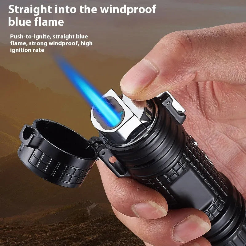 TH727 multi-functional waterproof flashlight lighter in metal construction with colour options