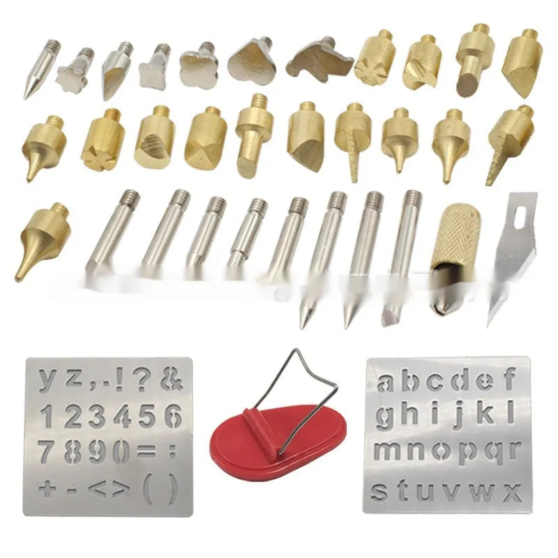 37 in 1 pyrography set with electric pen, 36 nibs, 30W, rubber handle 22cm, mica heating core