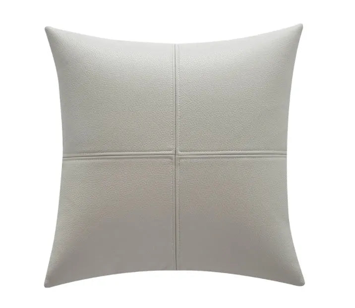 Solid colour soft cowhide leather pillow cover in Nordic style on a sofa