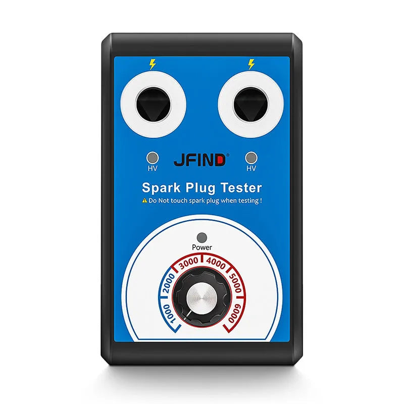Car double-hole plug ignition system detector diagnostic tool on a workshop bench