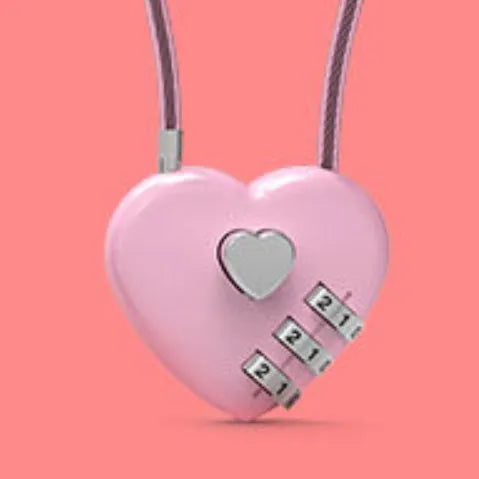 Heart-shaped combination lock with steel cable in multiple colour and length options.