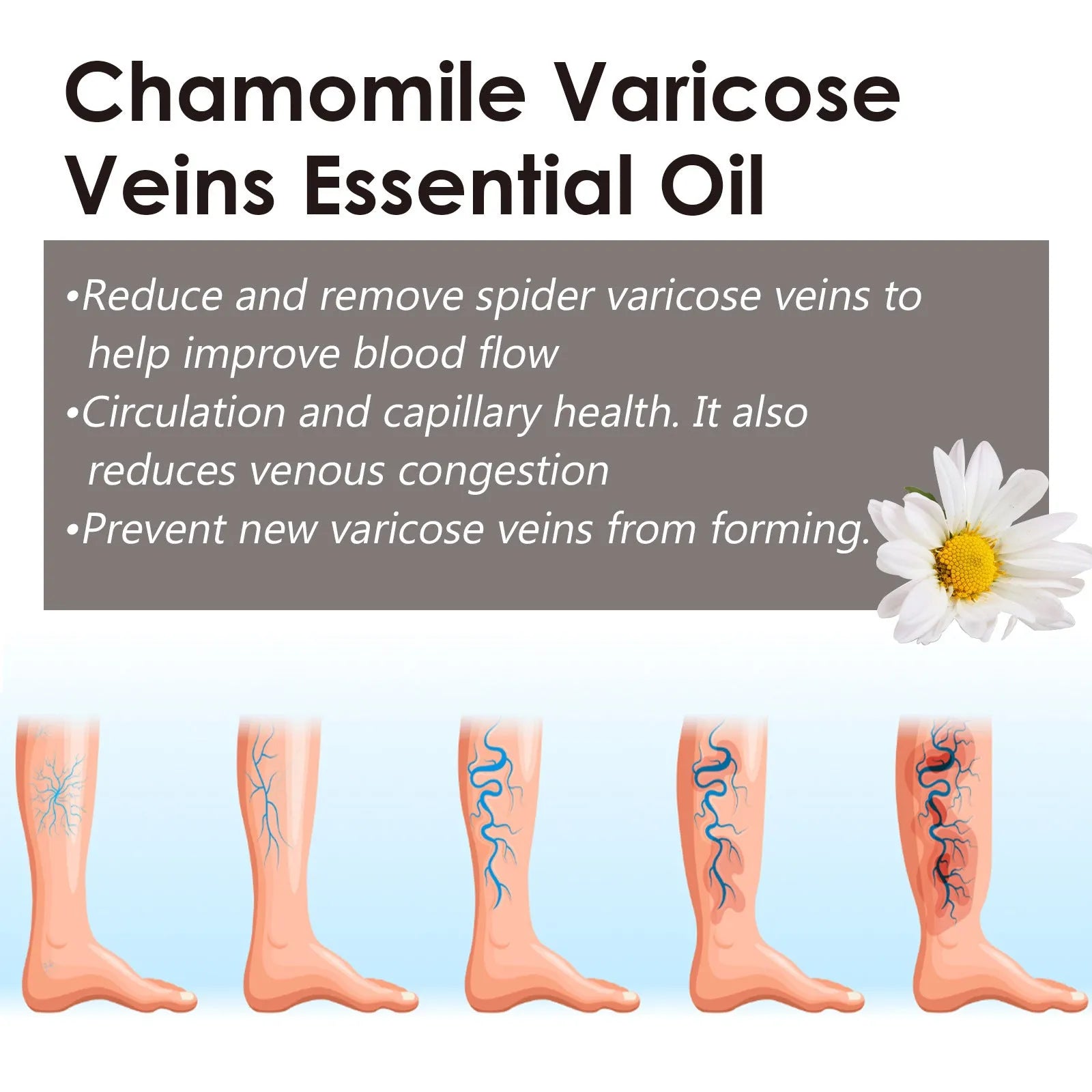 10ml chamomile leg essential oil bottle for skin care and massage treatment