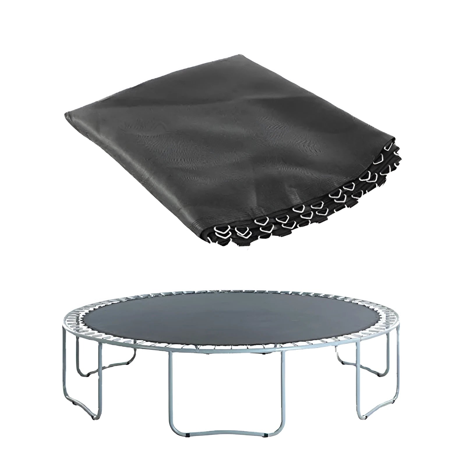 Round trampoline elastic fabric replacement cloth in polypropylene material showing button fastenings