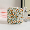 Floral polyester key storage bag with sewing thread detailing in multiple colour patterns
