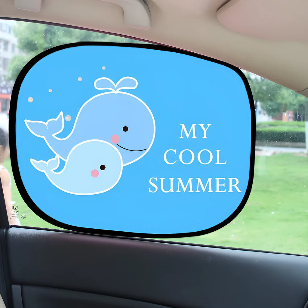 Electrostatic car side window sunshade with animal designs in nylon mesh material