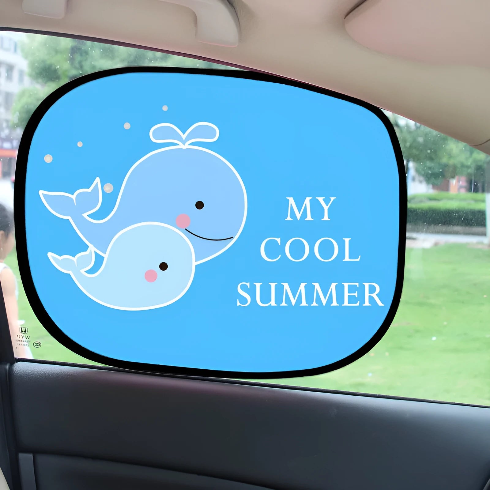Electrostatic car side window sunshade with animal designs in nylon mesh material