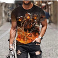 Men's black t-shirt with a large, fierce 3D lion graphic print on the front