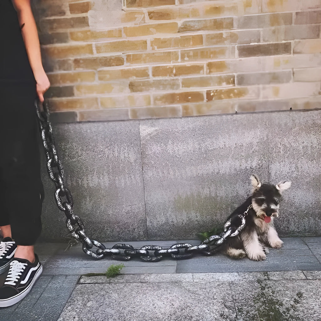 PP plastic dog leash simulation rope prop in bronze, antique silver, or black colours for video filming.