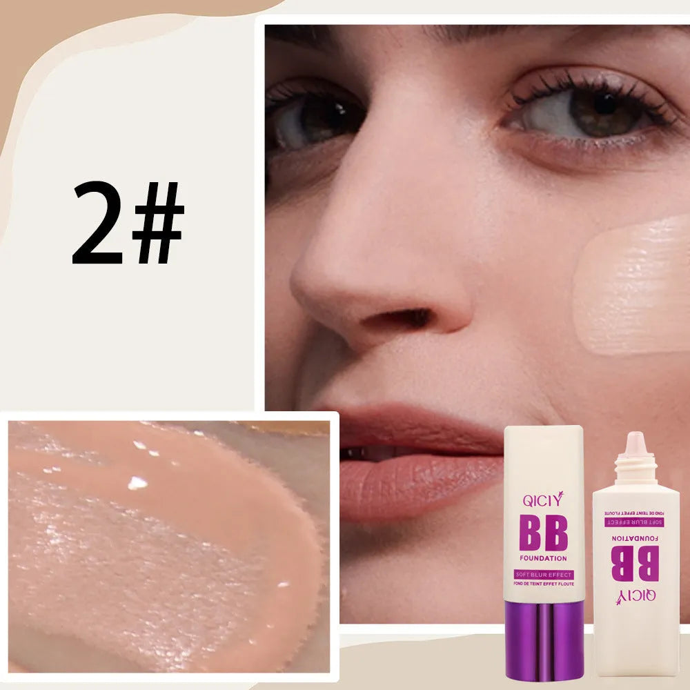 Feeding bottle containing liquid foundation concealer BB cream in ten different shade options.