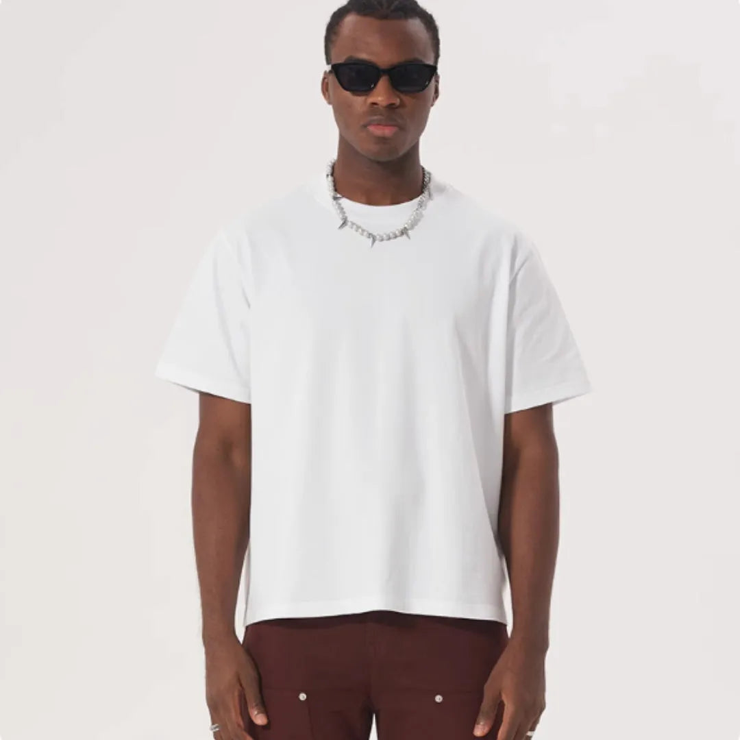 American-style loose fit pure cotton T-shirt in multiple colours including apricot, black and white
