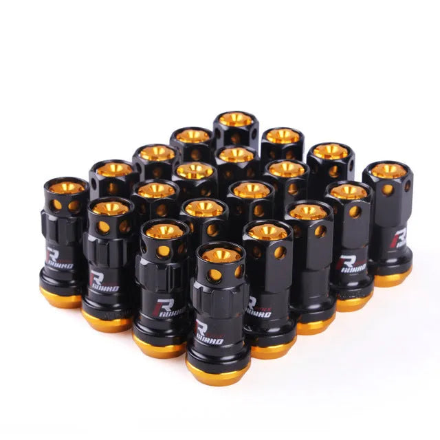 Aluminium alloy universal flat head wheel nut in various colours including black red and colour gold
