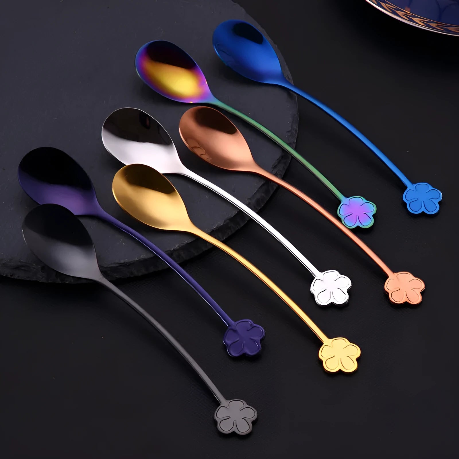 304 stainless steel gold plated dessert spoon with mirror polish in multiple colours