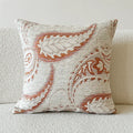 American-style jacquard sofa cushion cover with woven paisley and flower pattern in amber colours.