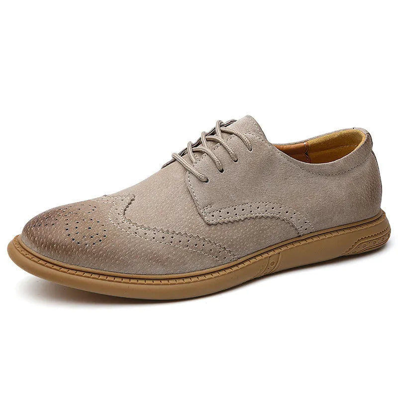 Men's black business leather shoes with lace-up design and leather stitching details
