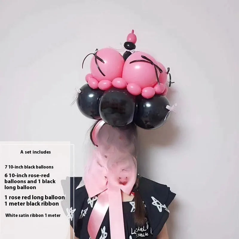 DIY balloon bouquet kit with round balloons and sticks for cake decoration