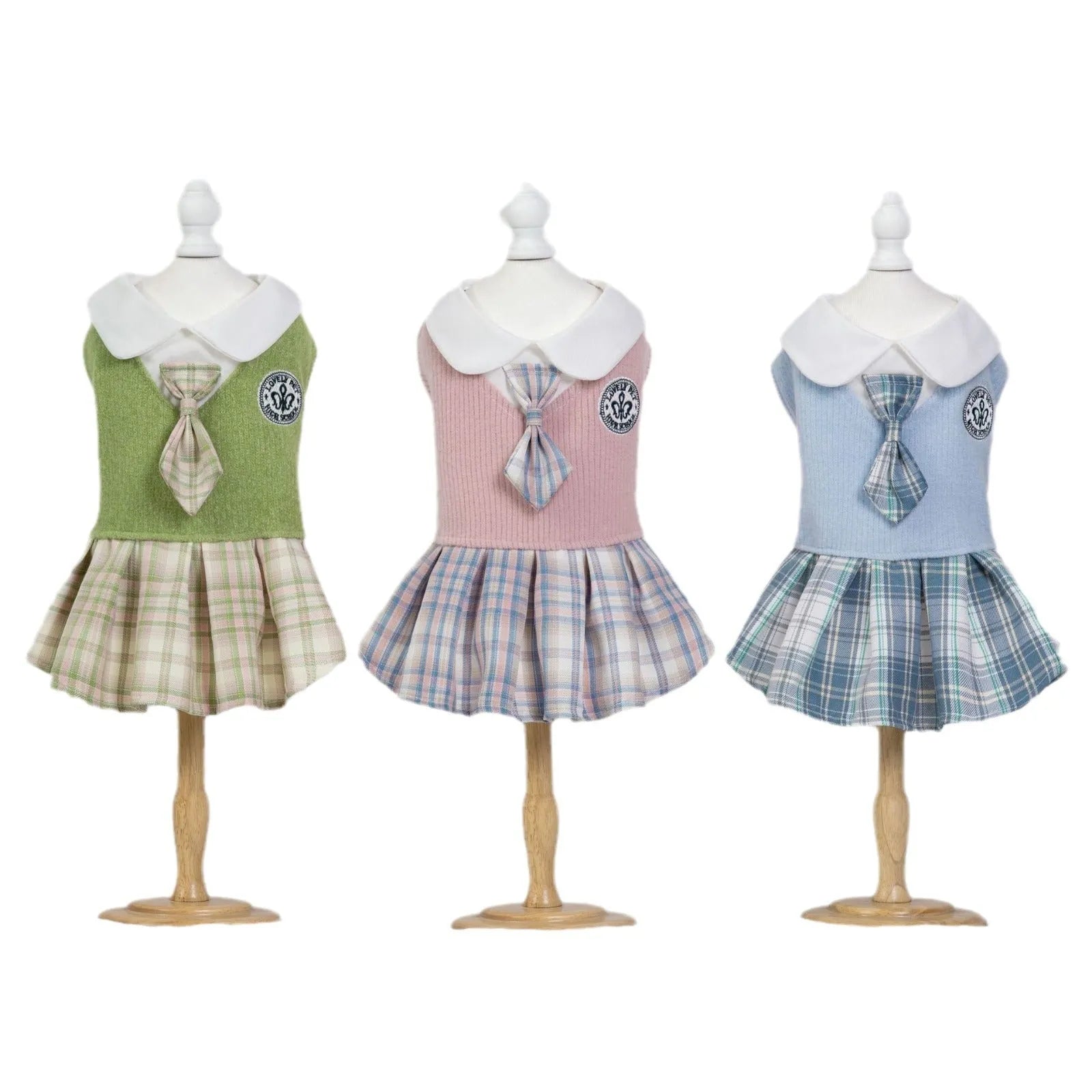 Polyester tartan skirt pet clothing for dogs and cats in princess style with colour options