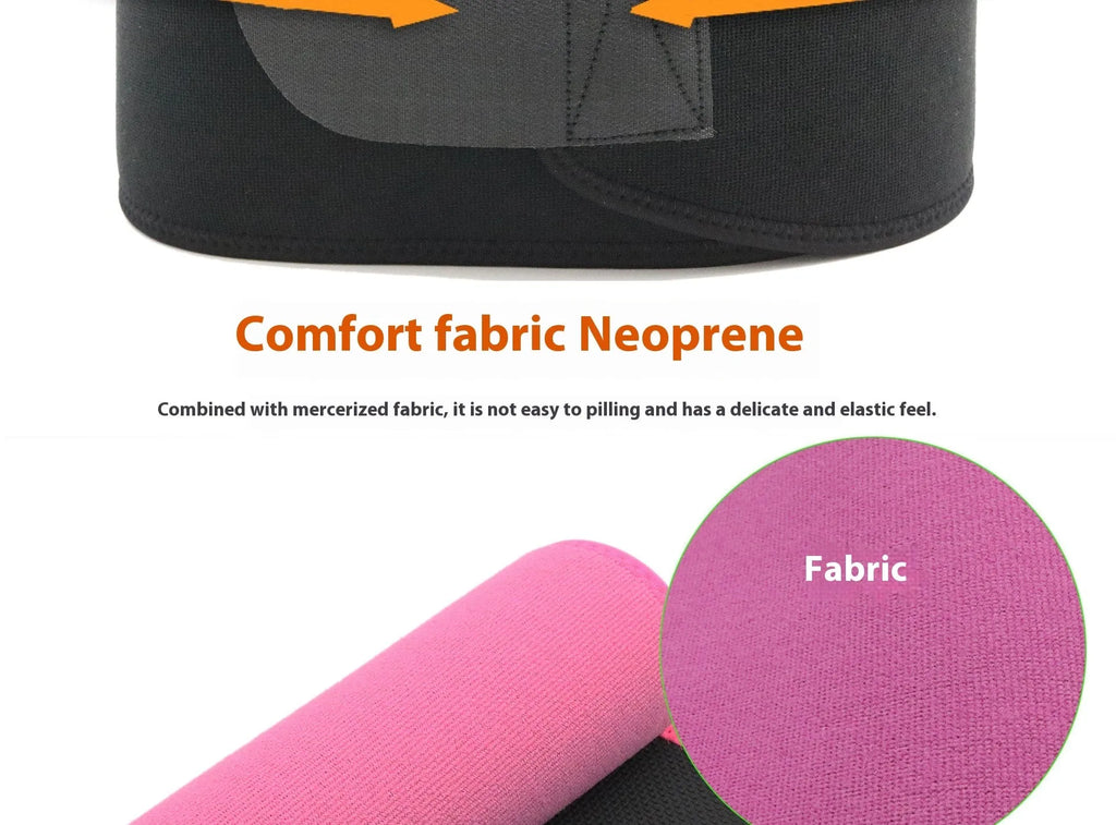 Neoprene lumbar support belt for fitness and running in black, blue, or pink