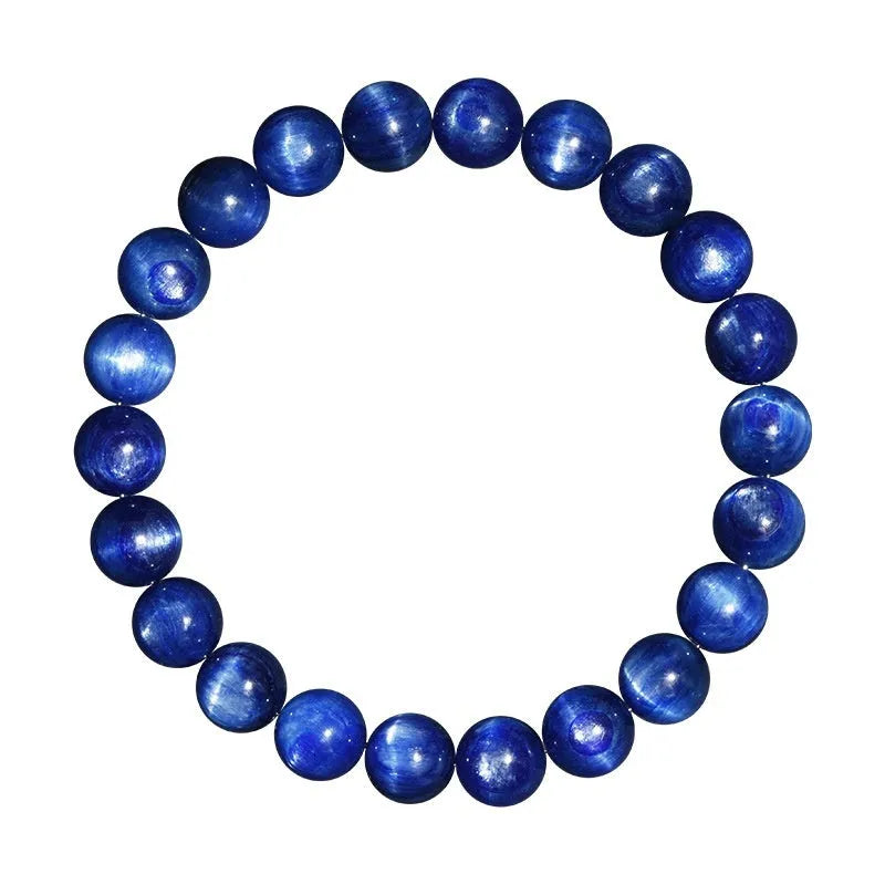 Natural blue crystal ball bracelet with geometric design and Ruyi elements