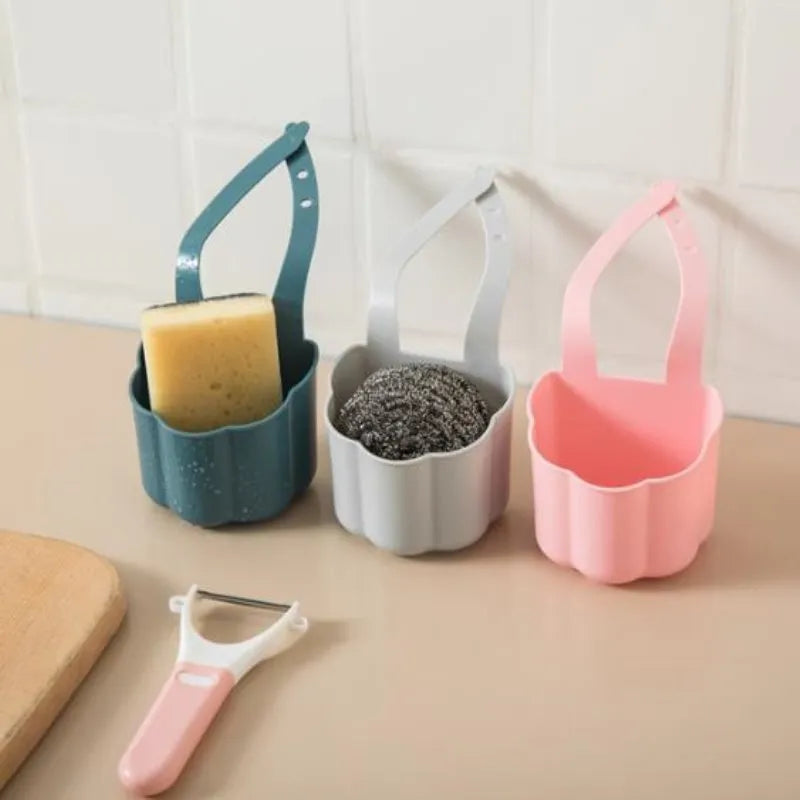 Nordic style plastic drain basket for kitchen sinks in blue, grey or pink colours