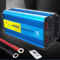 Blue 3000W pure sine wave car power inverter with digital displays and remote control