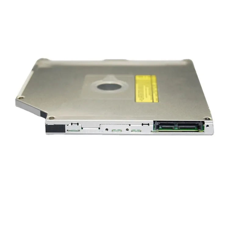 Silver SATA optical drive for MacBook Pro 13-inch laptops measuring 128x128x9.5mm