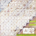 Milky white PET film spray painting stencils showing flower-leaf bird, ocean animal, and letter pattern examples