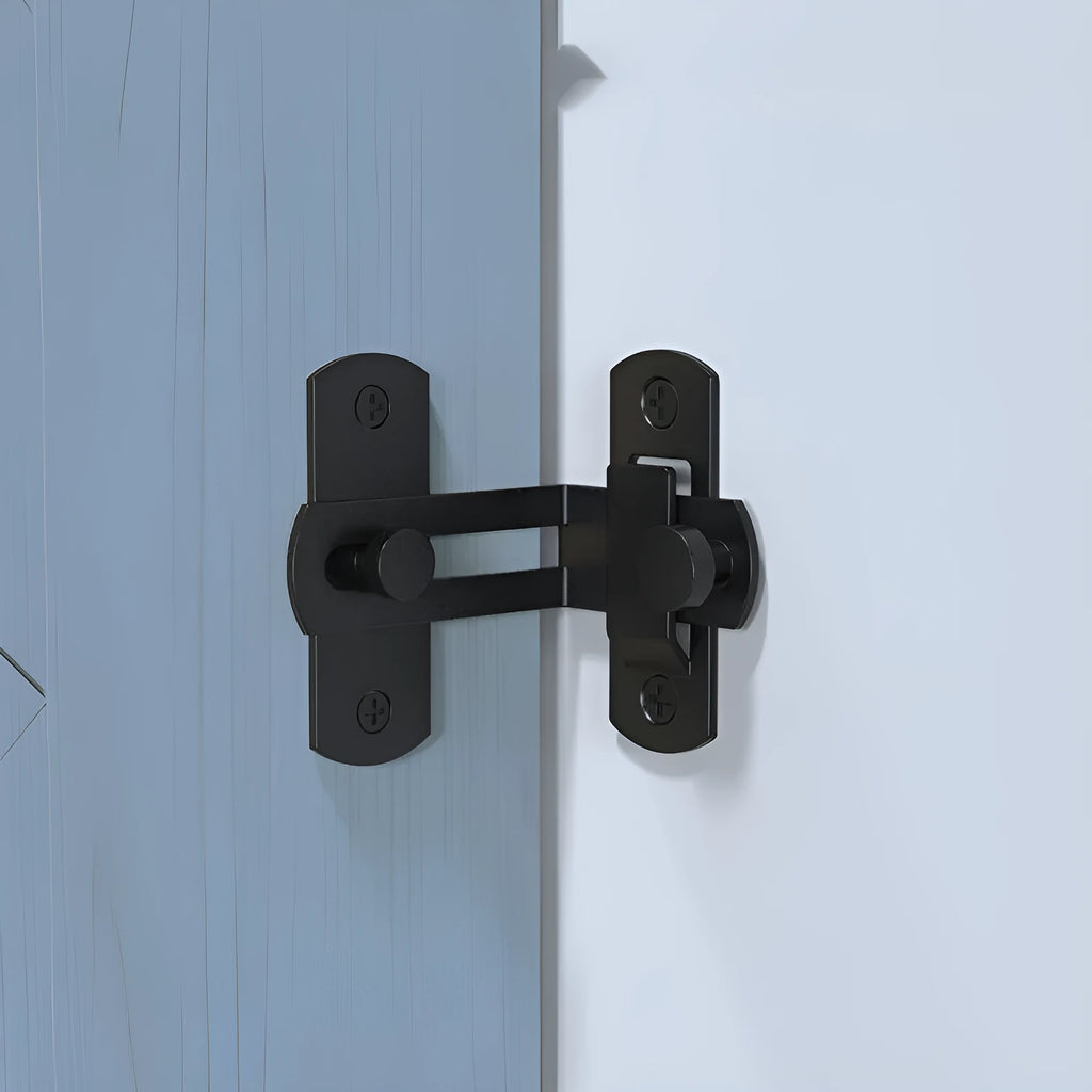 Warehouse sliding door lock with 90-degree hasp and flat shackle in carbon steel or stainless steel options
