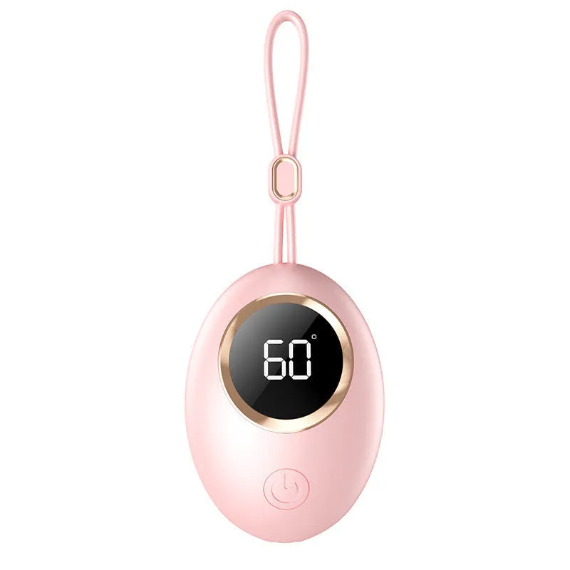 USB digital display hand warmer in one of six colour options: blue, green, white, or pink.