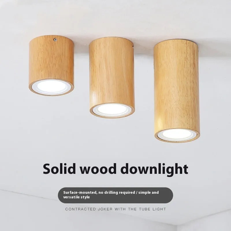 Modern simple solid wood surface mounted downlight in square or round shape for corridor or entrance.