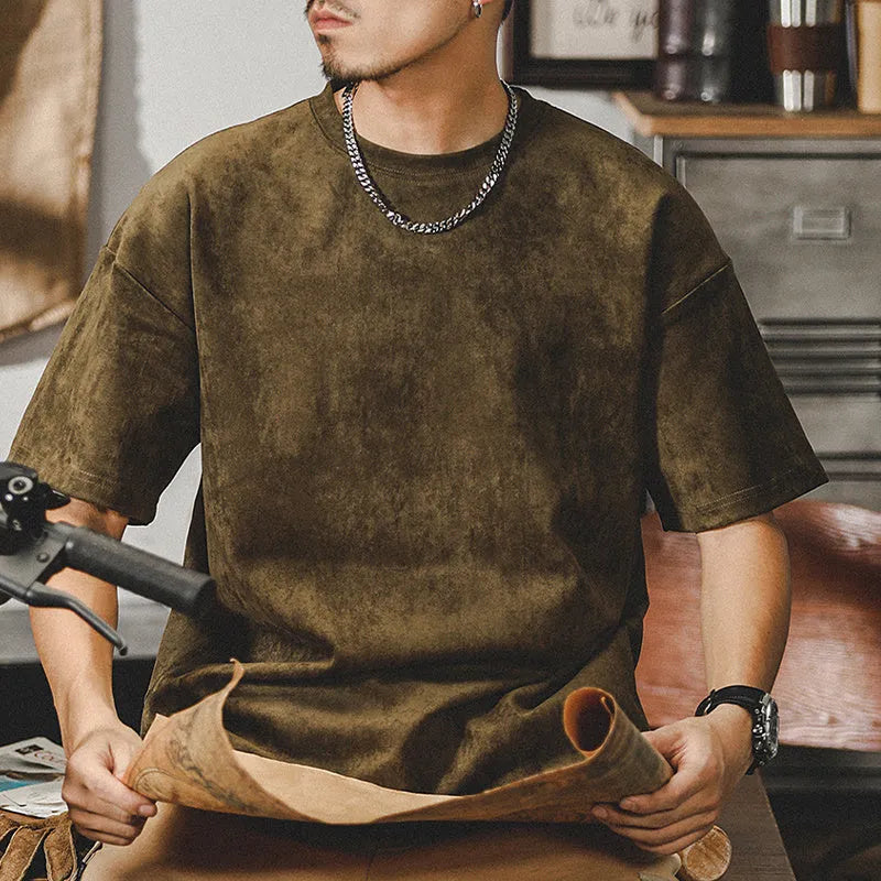 Retro washed T-shirt heavy short-sleeved shirt for men in loose fit with letter print
