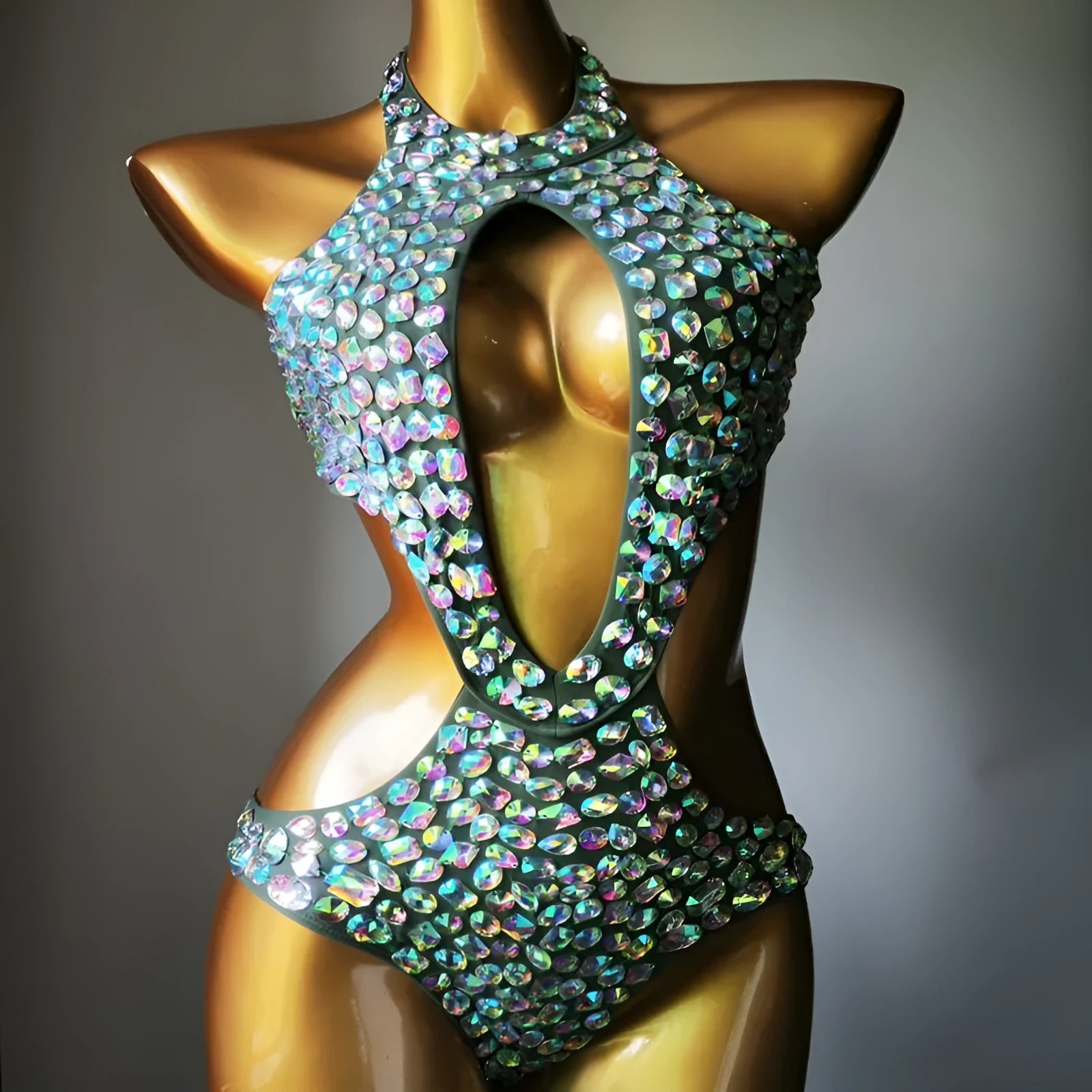 Women's one-piece mesh diamond swimsuit in nylon fabric with four colour options