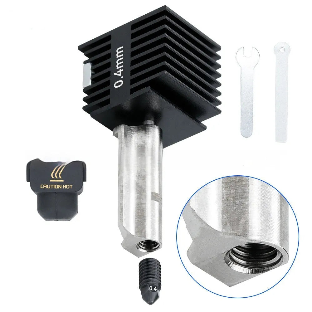 Bambu Lab A1 Mini 3D printer hot end assembly kit with hardened steel nozzle and black silicone sleeve