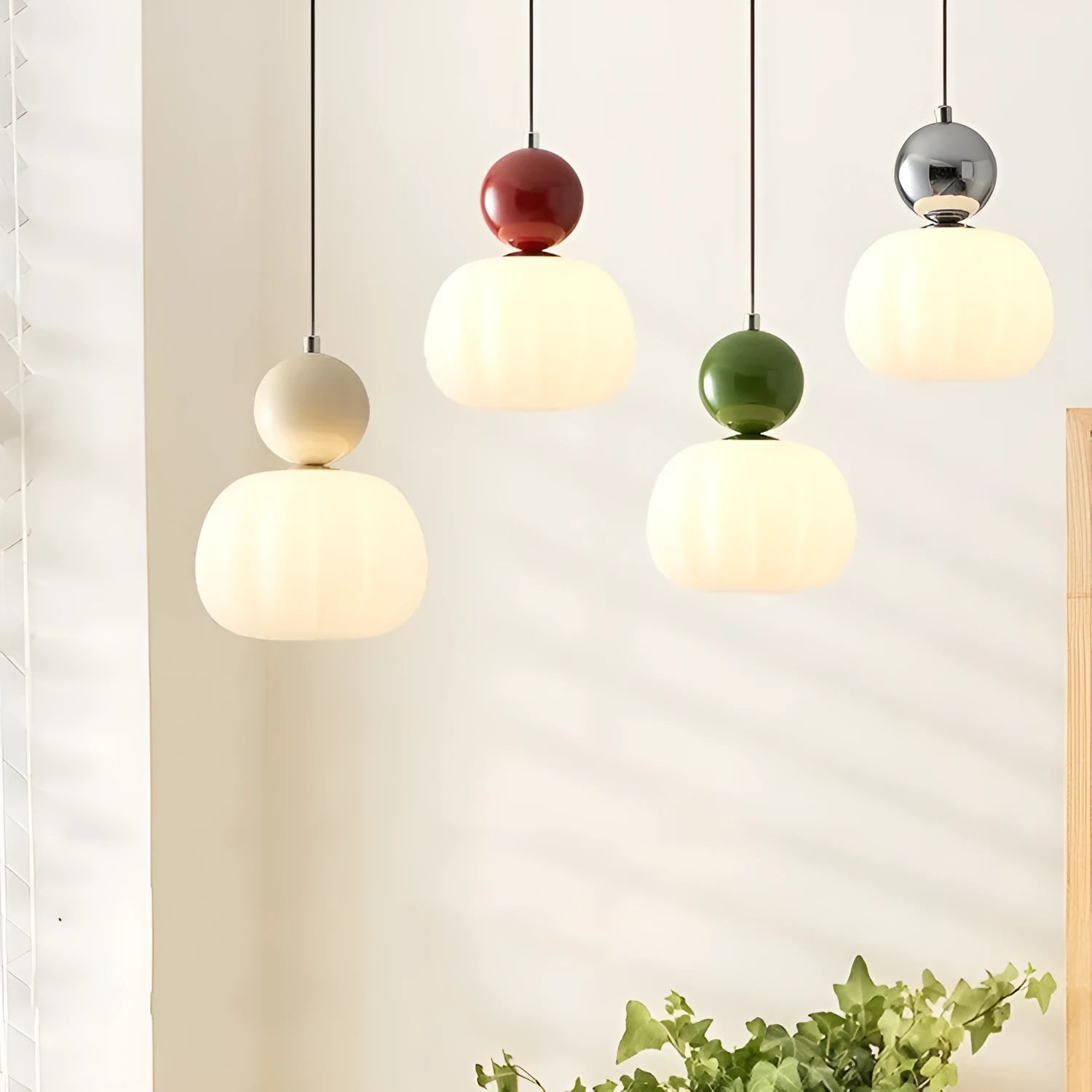 Nordic style pumpkin-shaped alloy chandelier for ceiling mounting in a bedroom or dining room.