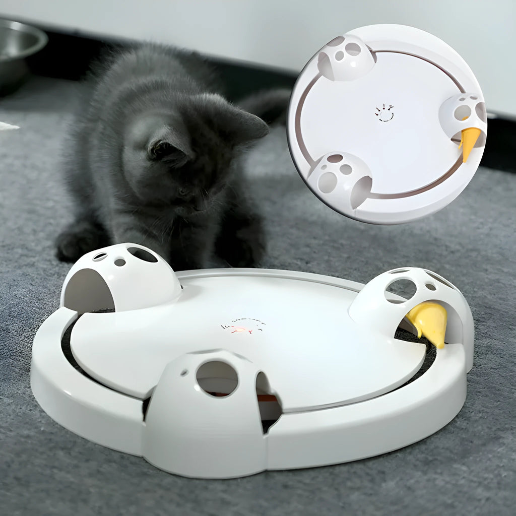 White electric cat toy automatic rotating turntable 32cm diameter ABS plastic